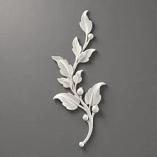 Relief decoration NPU-472R: elegant branch with leaves made of polyurethane. Room decoration