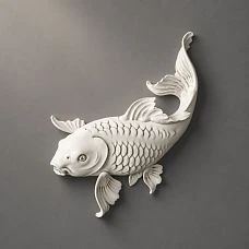 Stucco decor NPU-483R "Fish" &ndash; decorative white polyurethane applique.