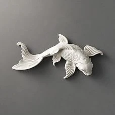 Decorative molding NPU-488 Fish in white color on gray background.