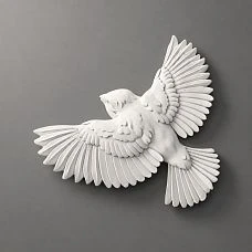 Relief decoration NPU-492R in the form of a flying bird with elegantly spread wings.