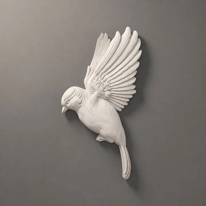 NPU-494R Relief Decoration &mdash; an elegant bird figure with spread wings.