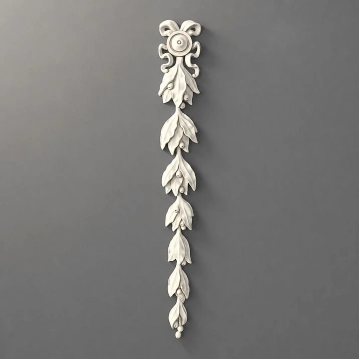 NPU-498 polyurethane molding decor &mdash; a vertical decorative overlay with floral ornament