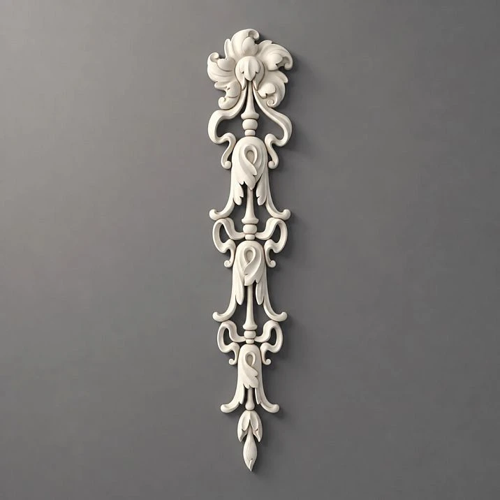 NPU-501 polyurethane molding decor &mdash; a vertical decorative overlay with floral ornament