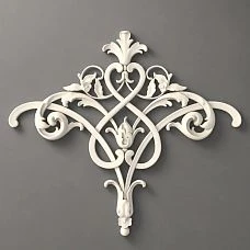 Stucco decor NPU-508 made of polyurethane with openwork volutes, leaves, and intertwining ornament