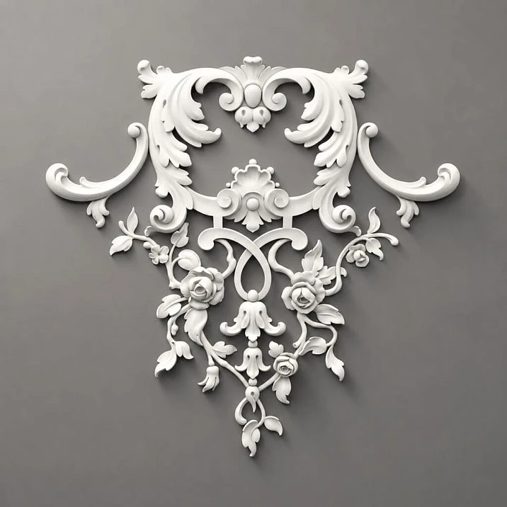 Relief decoration NPU.VRS-001 with elegant floral ornament