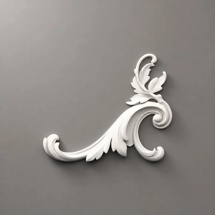 Molding decor NPU.VRS-002-4R &mdash; decorative polyurethane overlay with elegant scrolls.