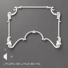 Decorative frame overlay NPU.VRS-003.1 made of polyurethane on a gray background &mdash; Baroque-style ornament with acanthus scrolls