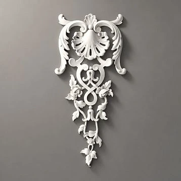 Molding decor NPU.VRS-005 &mdash; decorative overlay with smooth scrolls and floral motifs