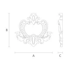 Decorative wooden element with carved flower &mdash; drawing