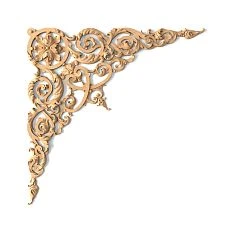 Carved overlay N-330 made of wood with floral ornament on white background