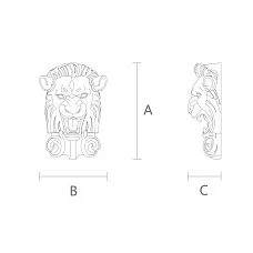 Carved lion maskaron as an element of ancient architecture drawing