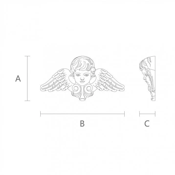 Carved mask M-013 "Cherub" &mdash; mounting drawing