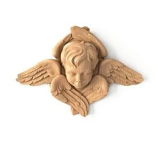 Carved maskron M-016 'Cherub' from oak &mdash; decorative element for church decor
