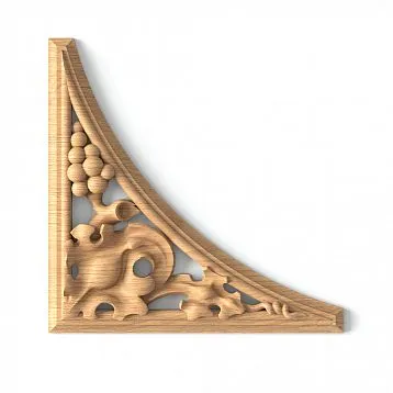 Wall wood decoration - carved inlay N-349L with floral motif