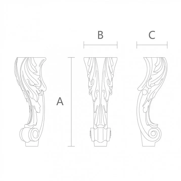Legs with decoration drawing for stools, benches