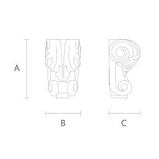 Curved short decorative legs drawing for sofa, chair