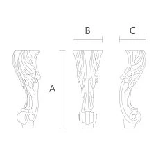 Legs with decoration drawing for stools, benches