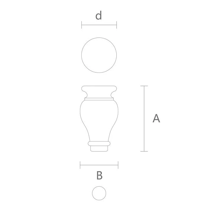 Drawing of a shaped furniture leg, chair leg