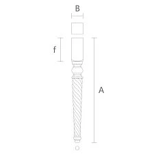 Drawing of the wooden furniture leg MN-033 for tables, consoles