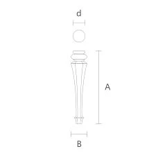 Drawing of leg for drawer made of oak for coffee table