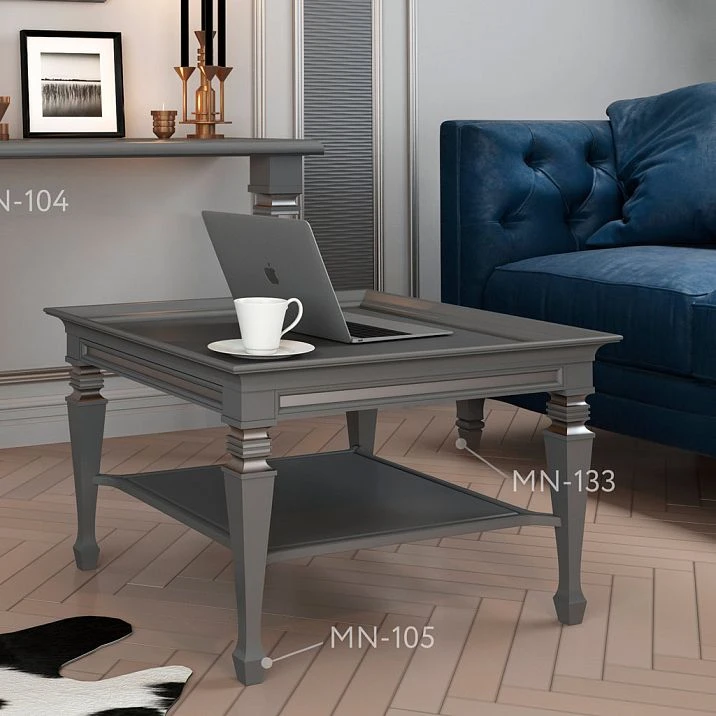 Table with geometric furniture leg MN-105 in interior