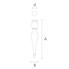 Wooden table leg MN-106, drawing for legs