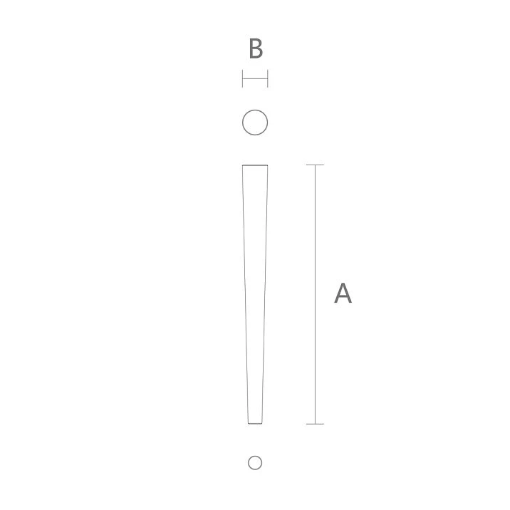 Technical drawing of the precision furniture leg MN-145M with dimensions by height and diameter.
