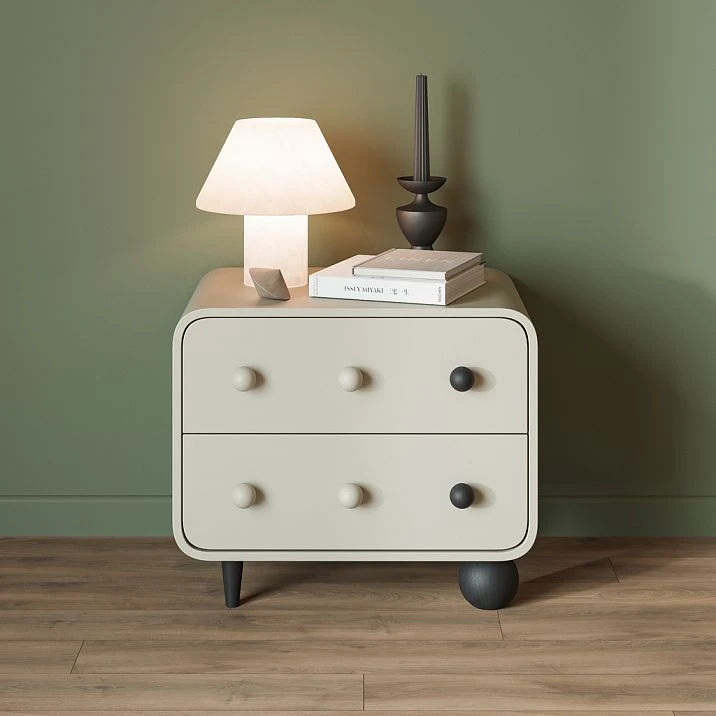 Turned furniture leg MN-145 with round leg MN-220 for a cabinet in the interior