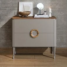 Wooden furniture leg with metal decor MN-148 as a drawer component