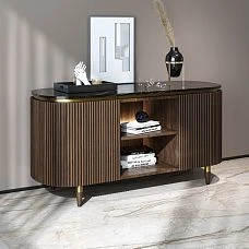 Wooden legs MN-149 with metal decoration at cabinet in interior
