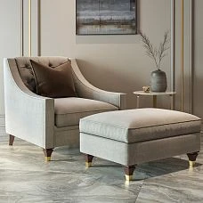 Chair and ottoman with wooden legs MN-172.2 in a modern interior