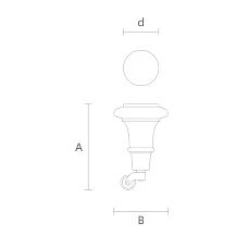 Wooden leg with wheel drawing for furniture