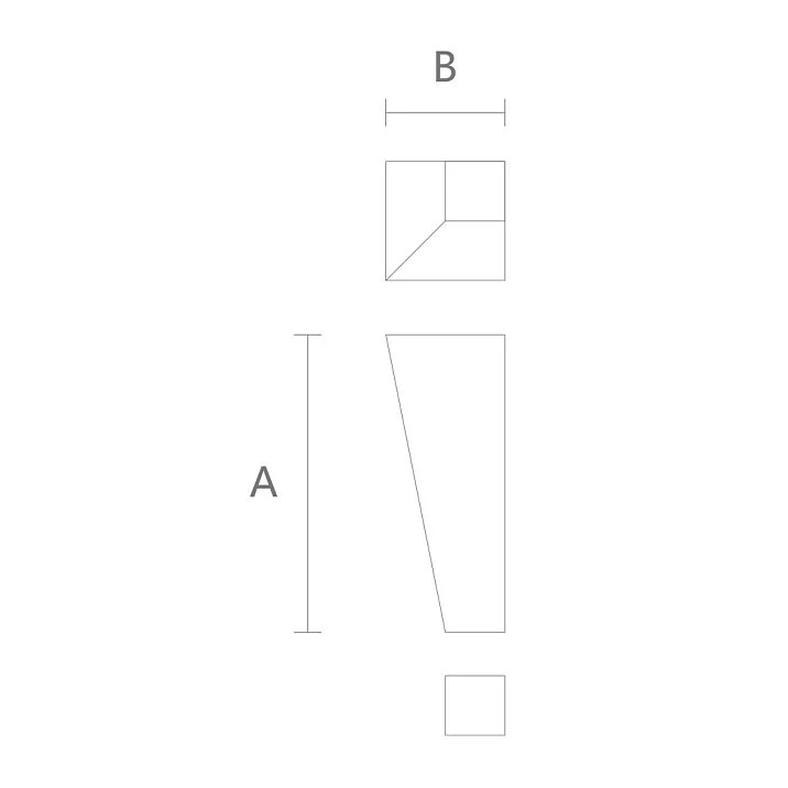 Technical drawing of the geometric furniture leg MN-192M with height and width dimensions.