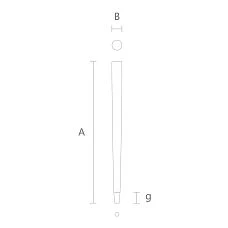 Turned leg with metal decoration for furniture, drawing for a table