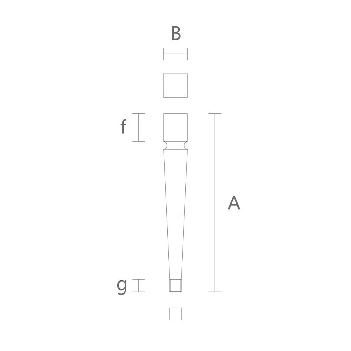 Drawing of solid wood legs