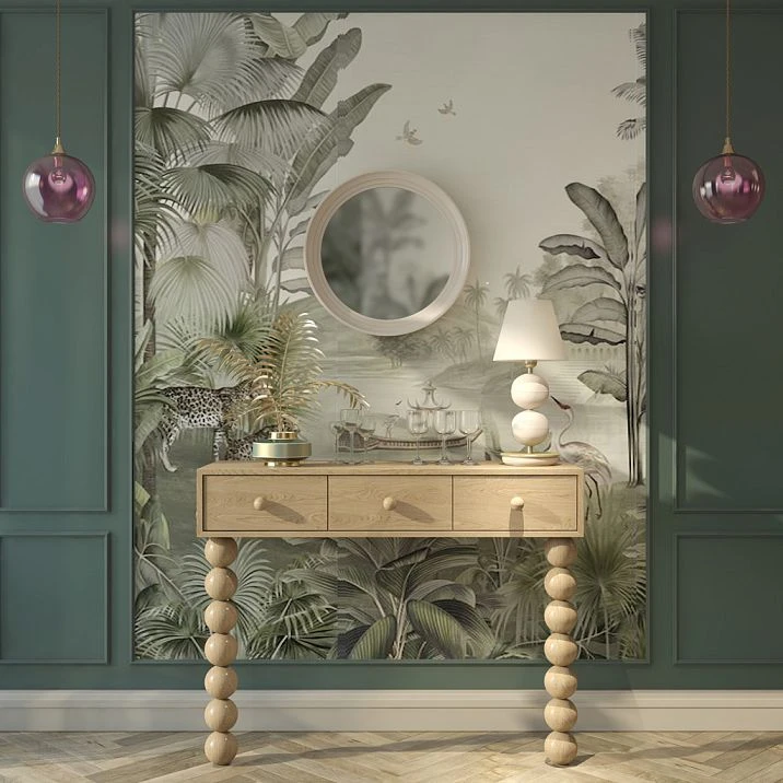 Console table in interior with wooden legs MN-221 of unusual design