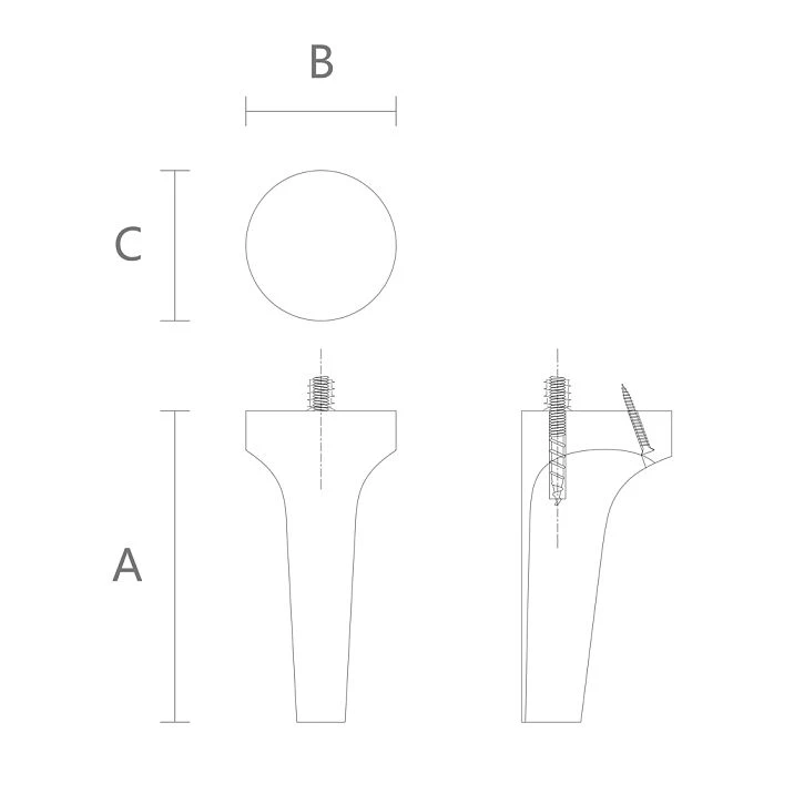 Geometric furniture leg MN-227. Furniture legs and supports. Drawing