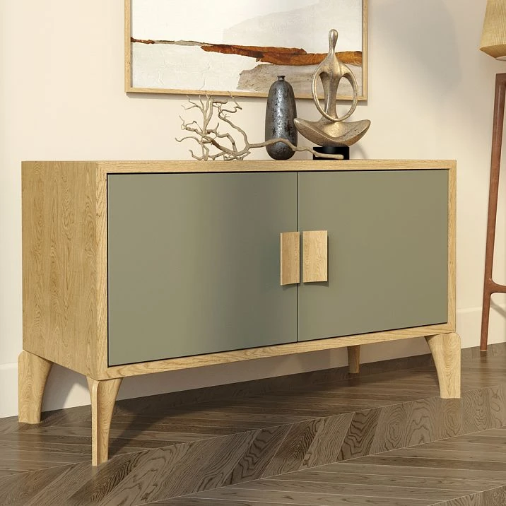 Nightstand with wooden furniture legs MN-232 in modern style in interior