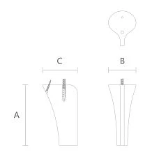 Drawing of furniture leg MN-232 with dimensions and mounting scheme
