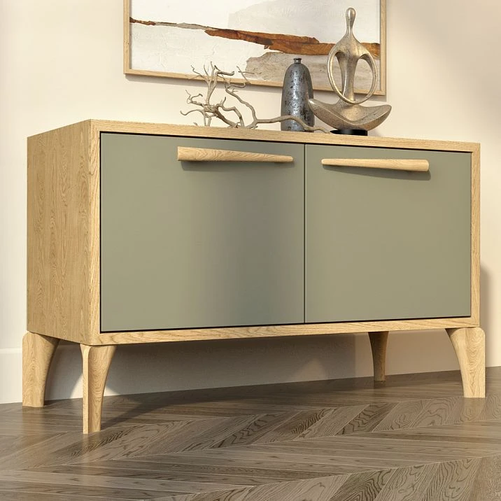 Modern furniture leg from beech and oak MN-232 application for nightstand in interior