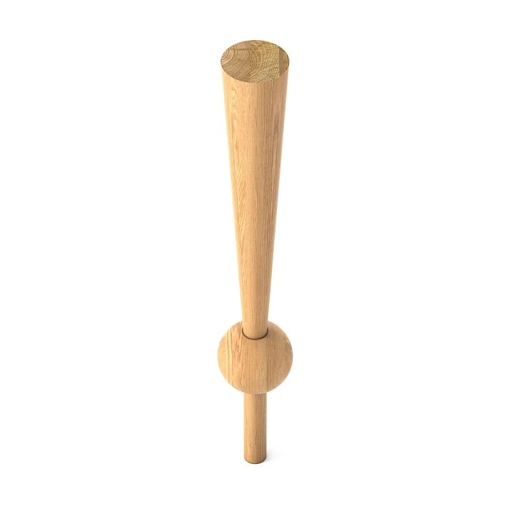 Modern furniture leg MN-238 made of solid wood, unfinished, with central spherical section and conical transitions for tables and consoles