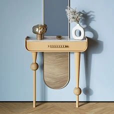 Unfinished furniture leg MN-238 made of hardwood with square base and spherical joint for designer tables and bar counters