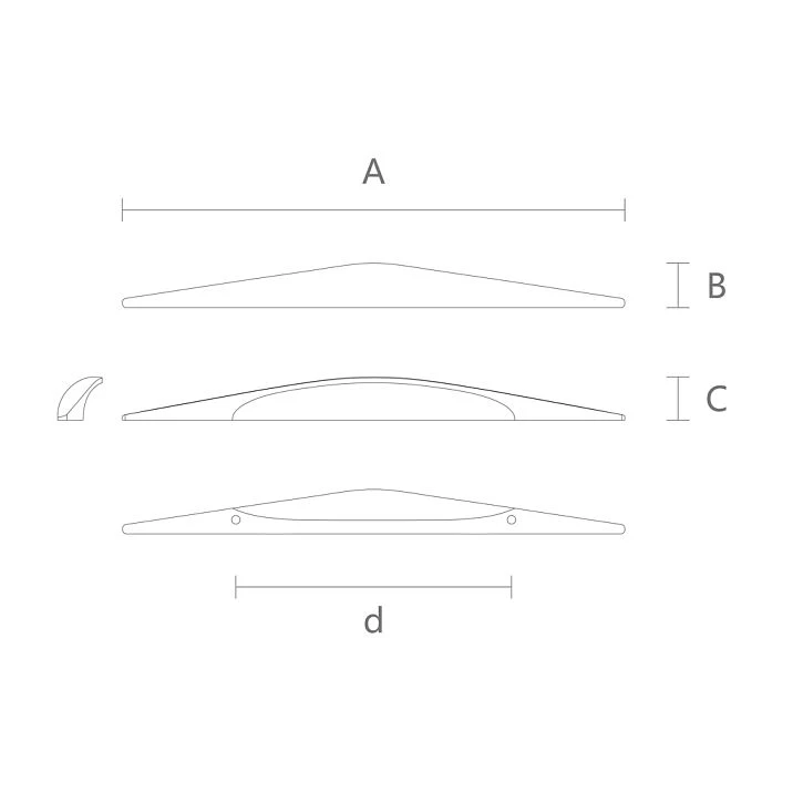 Furniture handle HL-001M made of solid oak, beech on white background with dimensions