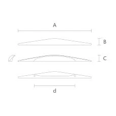 Furniture handle HL-001M made of solid oak, beech on white background with dimensions