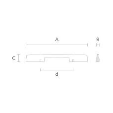 Drawing of a rectangular wooden handle