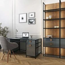 Furniture handles with wood finish in interior