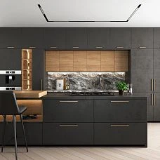 Furniture handle bracket wood in kitchen interior