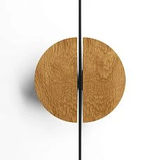 Wooden semi-circular furniture handle in interior