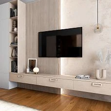 Wooden furniture handle in interior