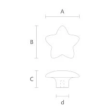 Wooden item for children's furniture in the shape of a star